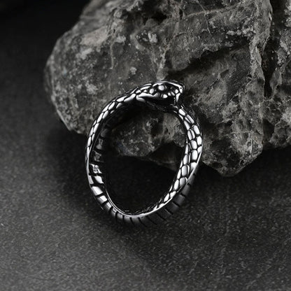 Stainless Steel Midi Snake Band Ring for