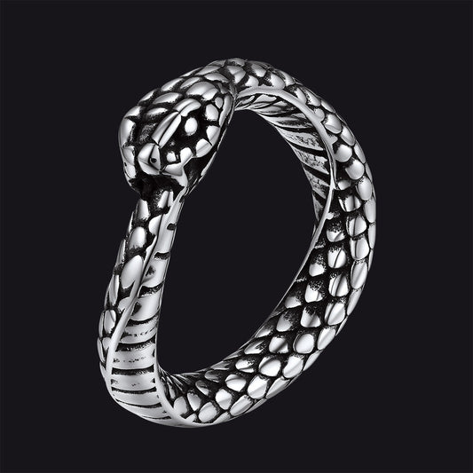 Stainless Steel Midi Snake Band Ring for