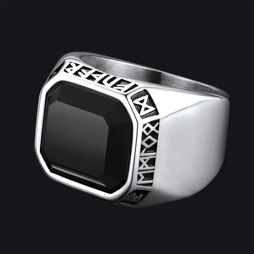 Black Onyx Stone Ring Signet Ring for Size 07-12