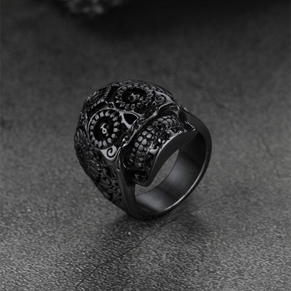 Punk Masonic Sugar Skull Ring for
