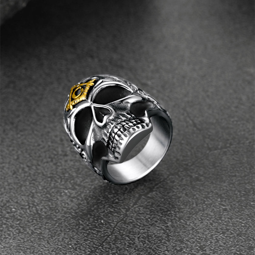 Gothic Masonic Skull Stainless Steel Ring for