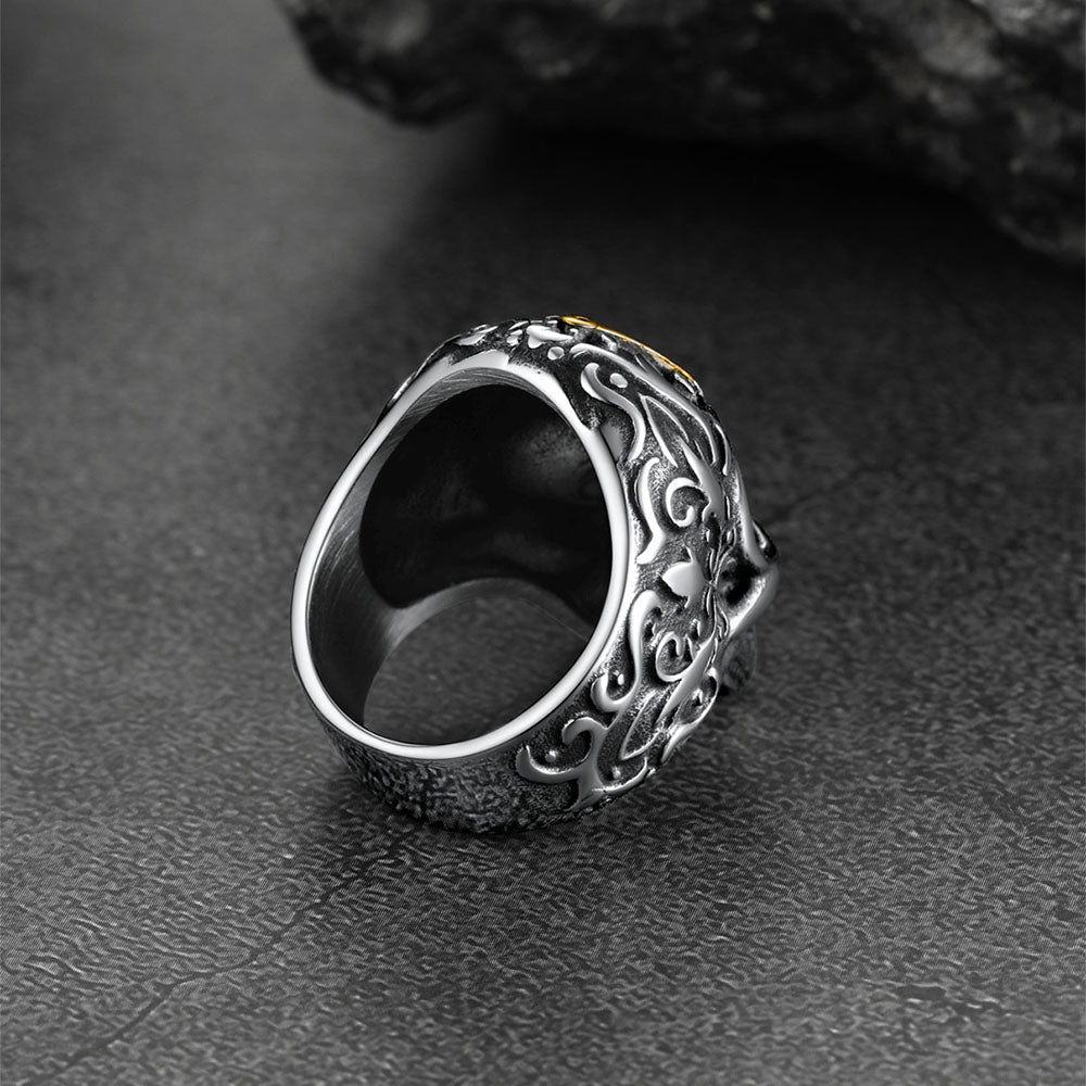Gothic Masonic Skull Stainless Steel Ring for