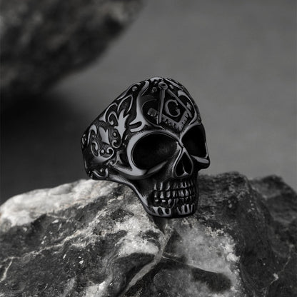 Gothic Masonic Skull Stainless Steel Ring for