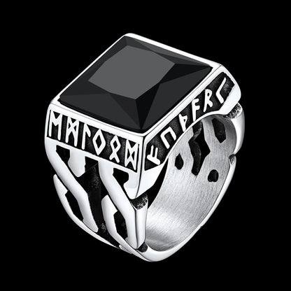 Custom Celtic Gemstone Ring With Runes for