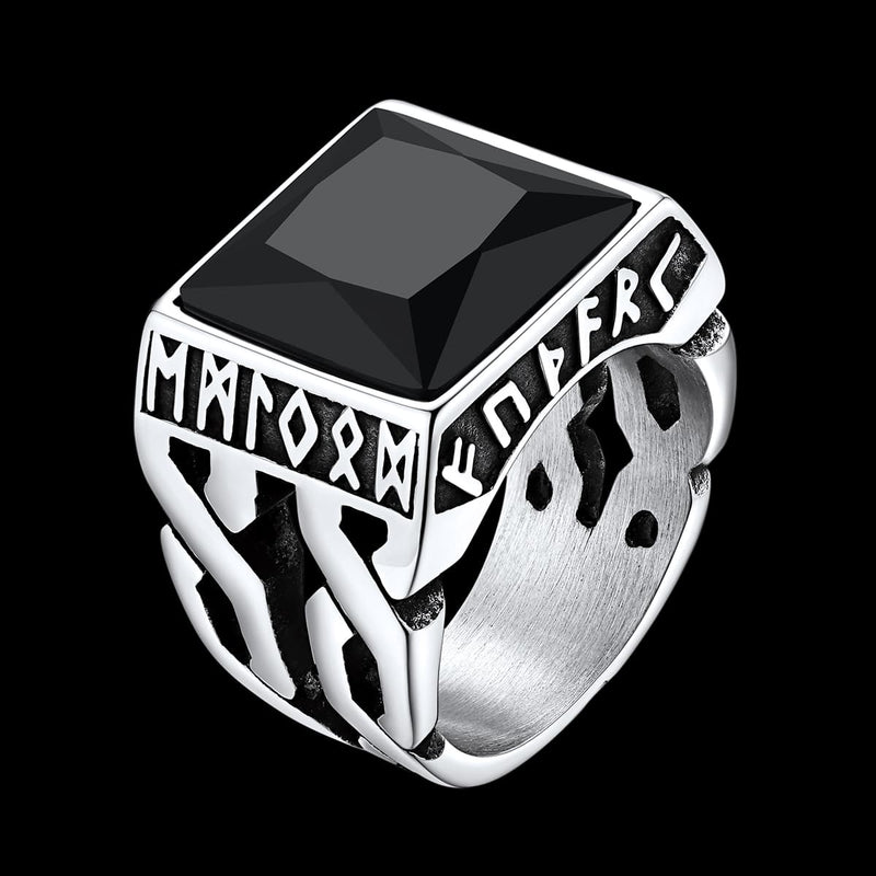 Custom Celtic Gemstone Ring With Runes for