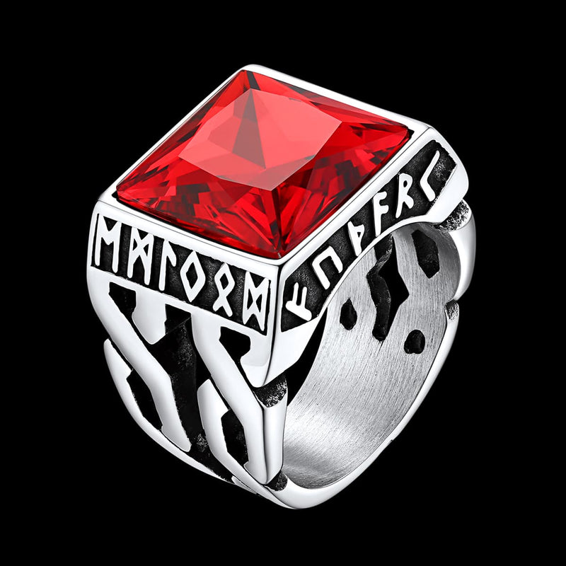 Custom Celtic Gemstone Ring With Runes for