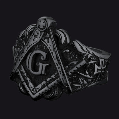 Masonic Freemason Master Engraved Signet Ring for