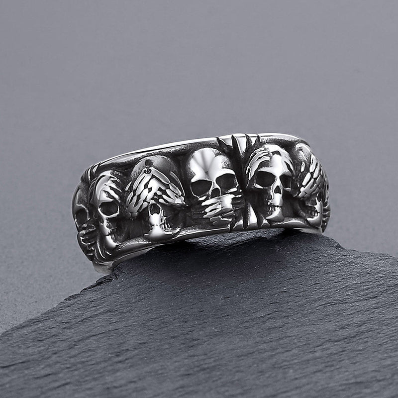 See No Evil, Hear No Evil, Speak No Evil Skulls Ring for