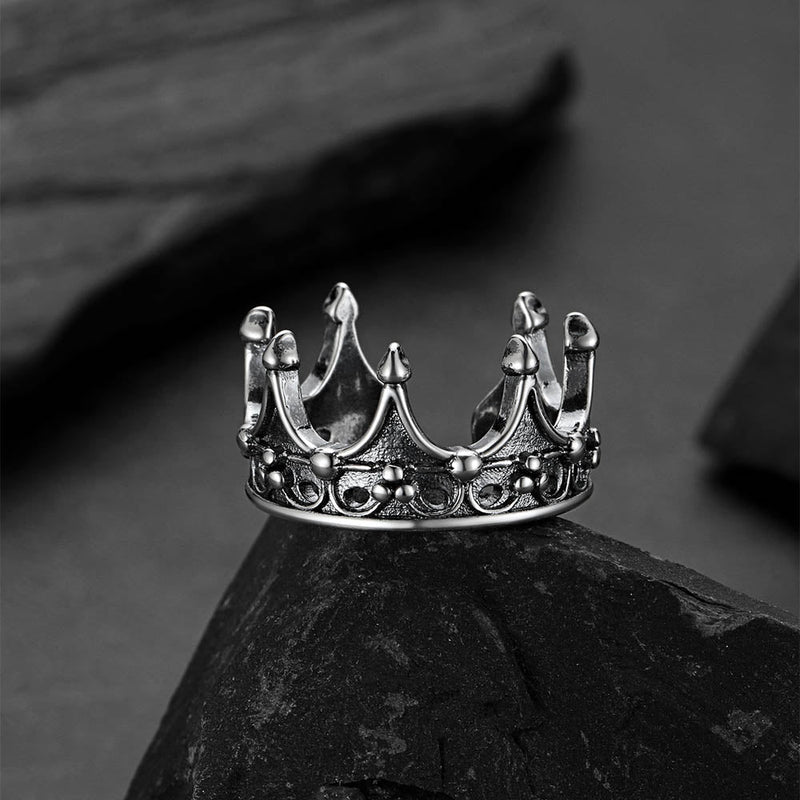 Crown Cross Open Adjustable Ring for