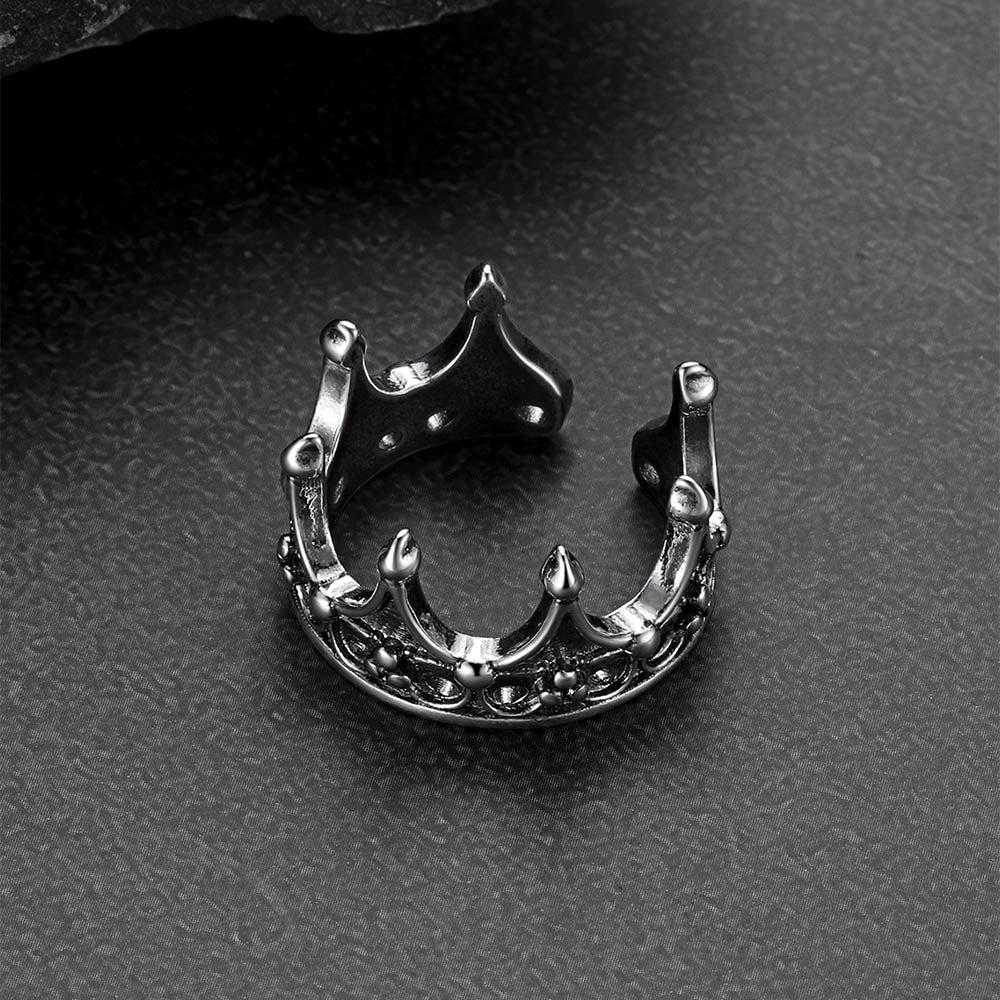 Crown Cross Open Adjustable Ring for