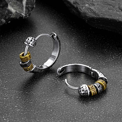 Circle Tang Grass Pattern Hoop Earrings for
