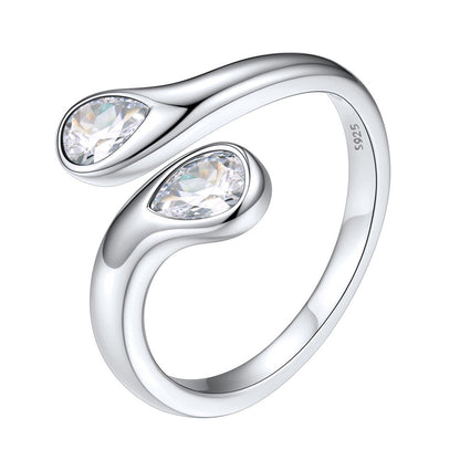 925 Sterling Silver Birthstone Adjustable Ring Toi Et Moi Promise Ring for Her