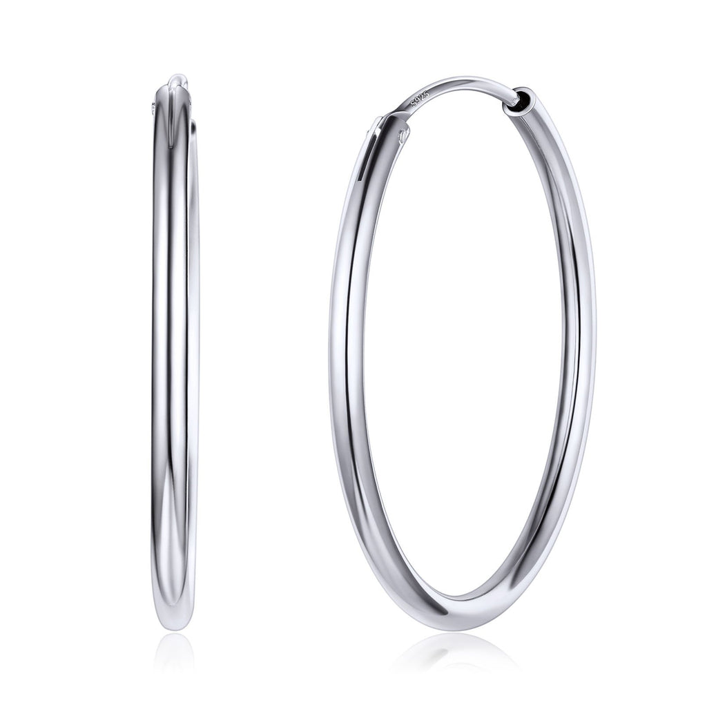 Sterling Silver Thin Hoop Earrings for