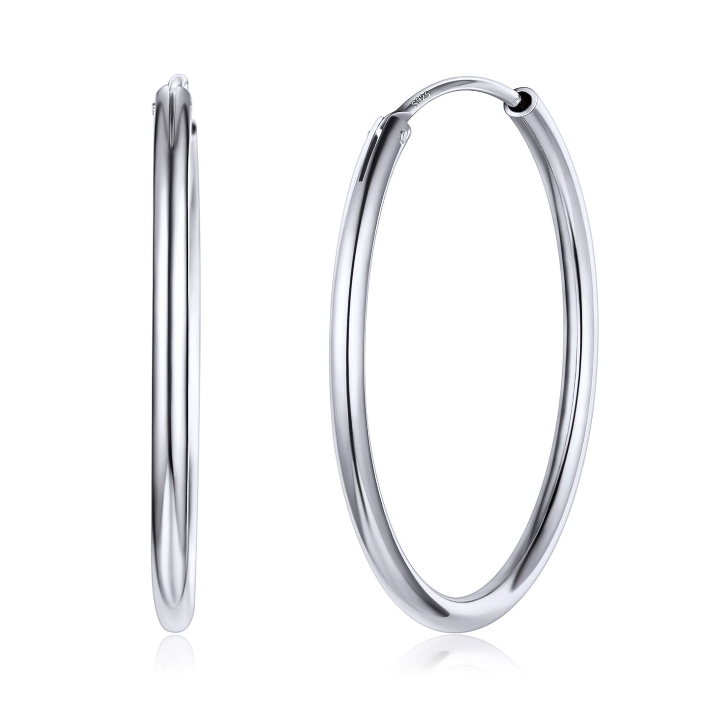 Sterling Silver Thin Hoop Earrings for