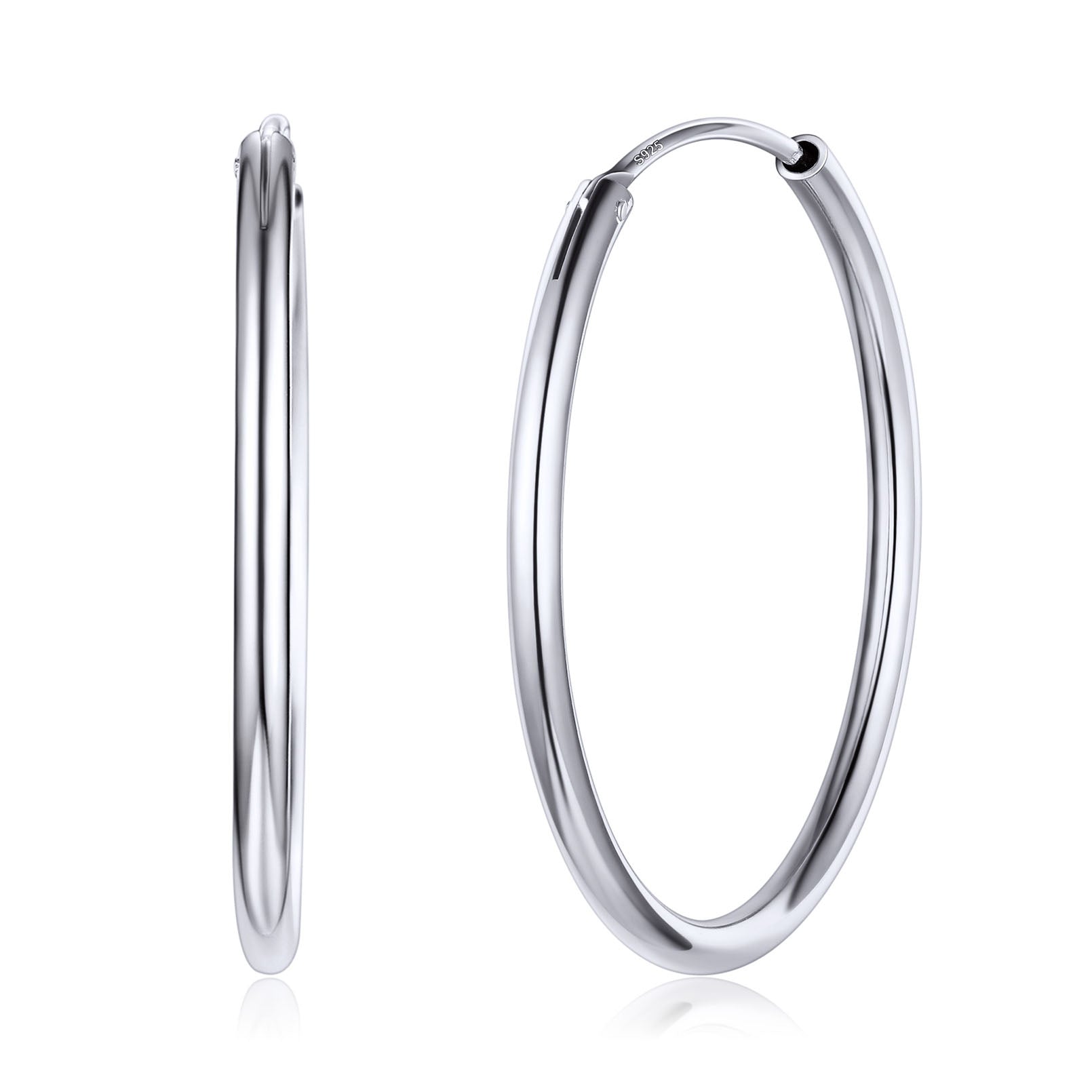 Sterling Silver Thin Hoop Earrings for