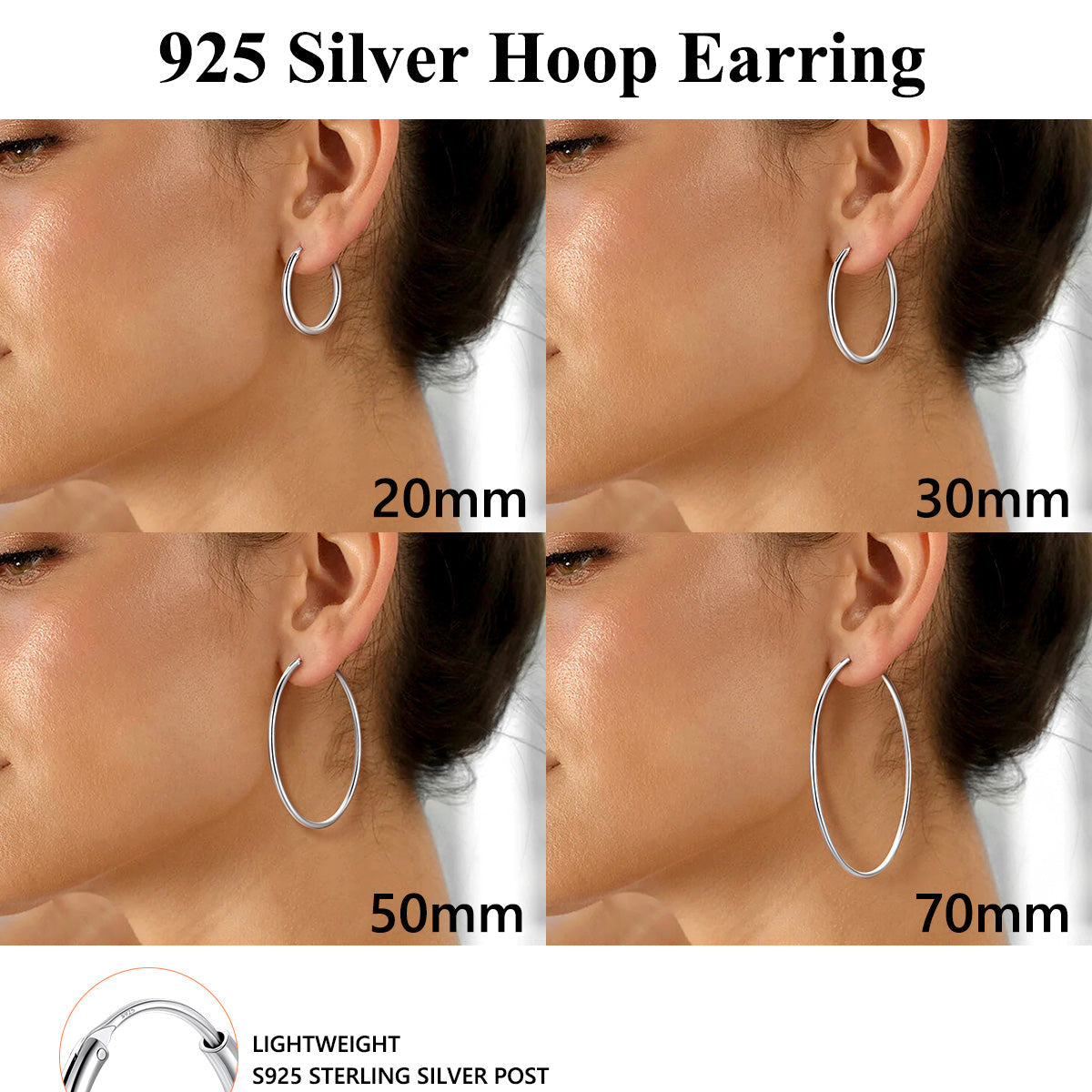Sterling Silver Thin Hoop Earrings for