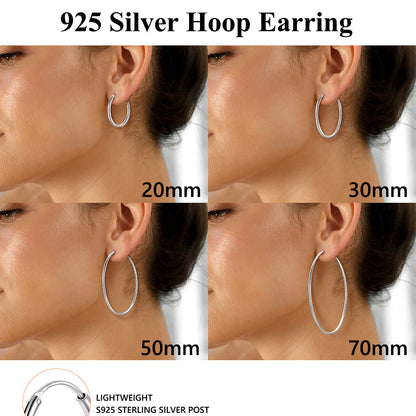 Sterling Silver Thin Hoop Earrings for