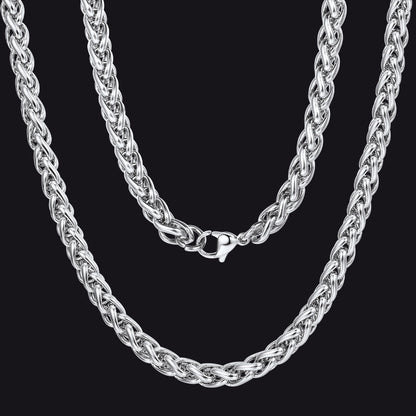 Spiga Wheat Chain Stainless Steel Link Necklace for