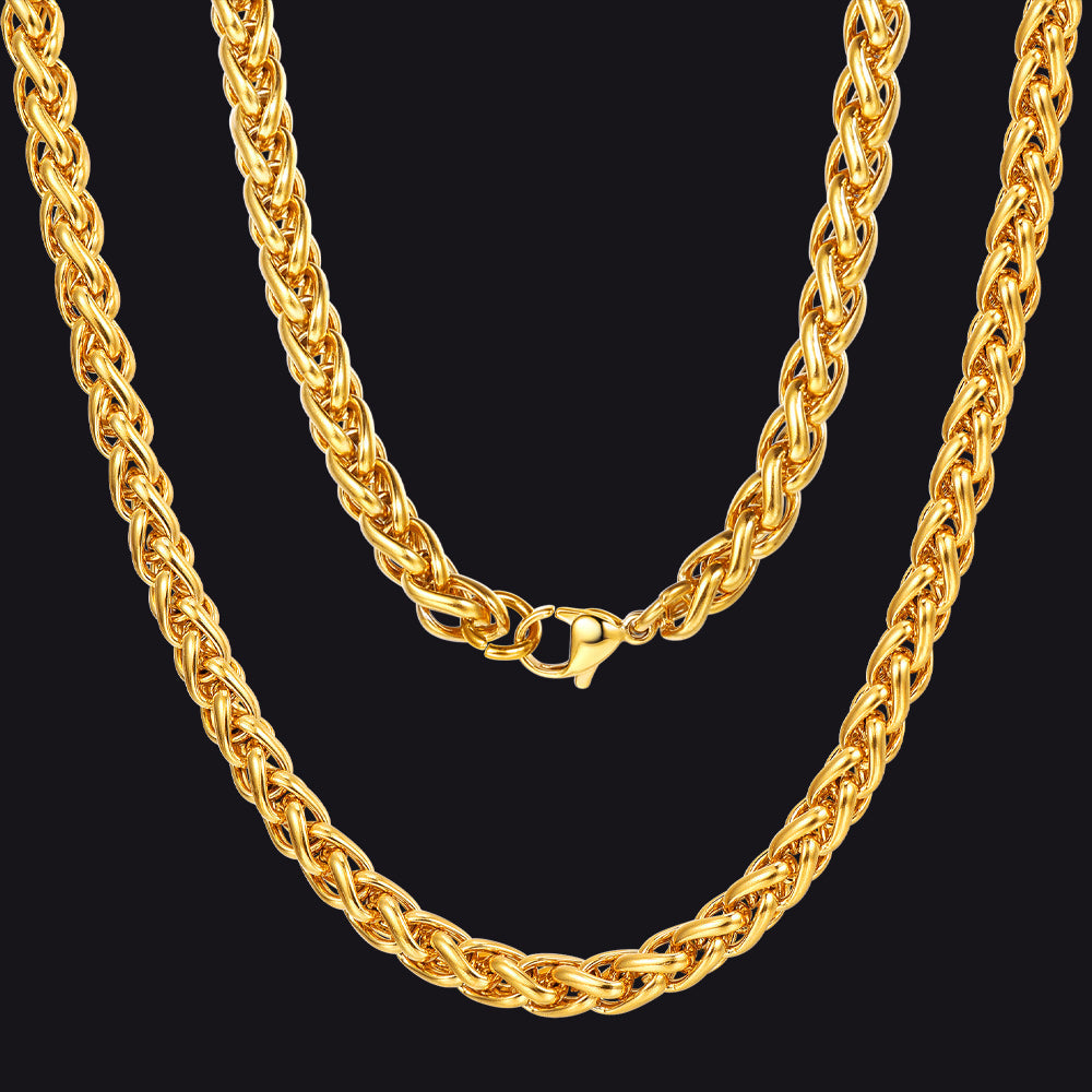 Spiga Wheat Chain Stainless Steel Link Necklace for