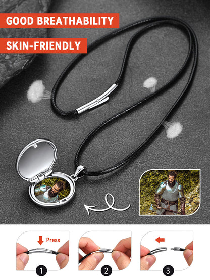 Viking Thor's Hammer Personalised Photo Locket Necklace for