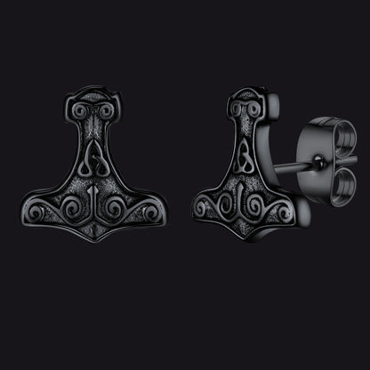 Viking Thor's Hammer Stud Earrings Amulet Jewelry for
