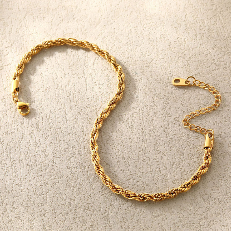 Stainless Steel Twisted Rope Chain Ankle Bracelet for Gift for Mom