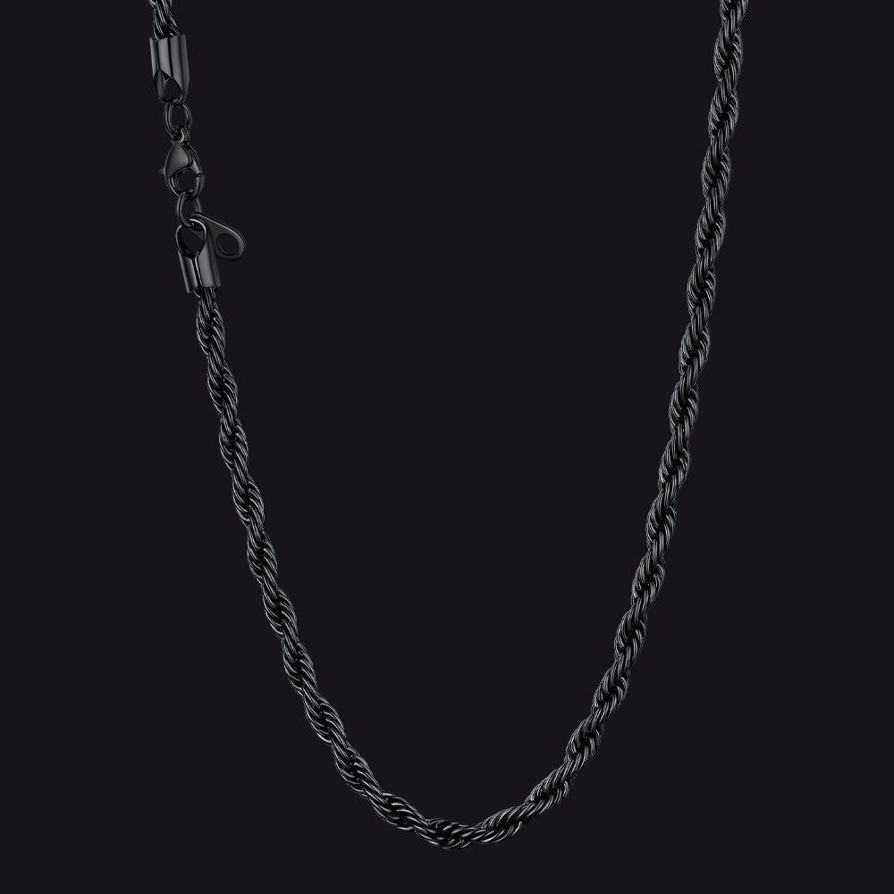 Twisted Rope Link Chain Stainless Steel Necklace for