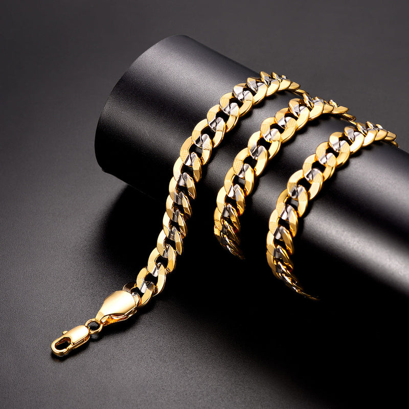 Two-tone Cuban Chain Necklace for , 6mm/10mm Width
