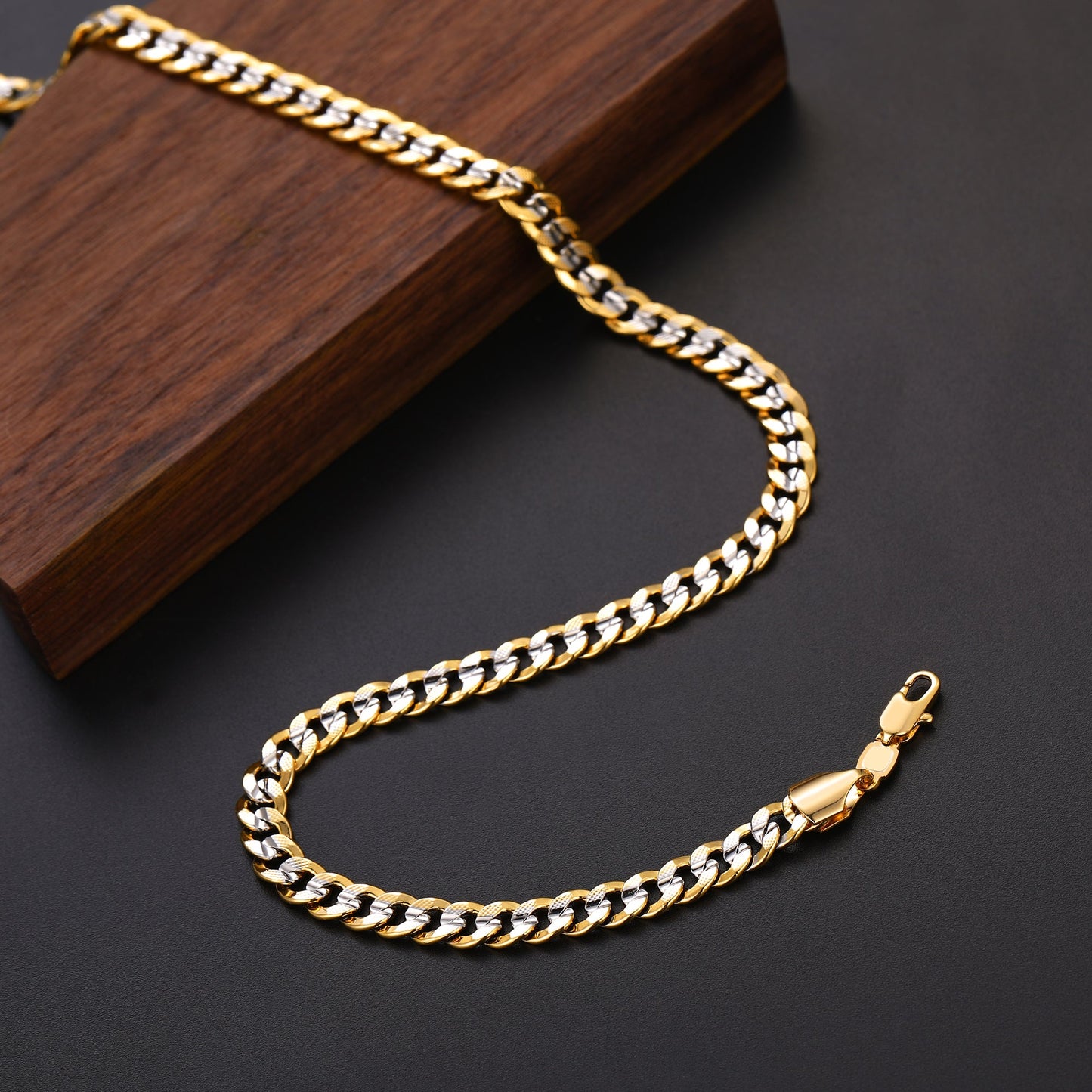 Two-tone Cuban Chain Necklace for , 6mm/10mm Width