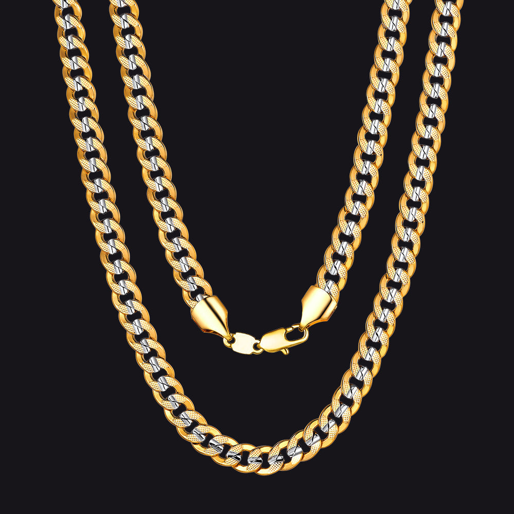 Two-tone Cuban Chain Necklace for , 6mm/10mm Width