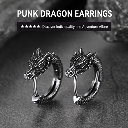 Punk Small Dragon Hoop Earrings for