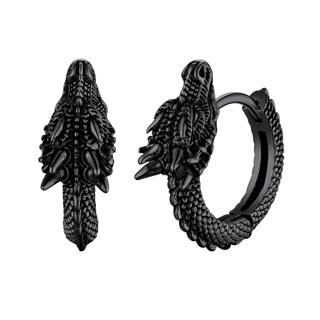 Punk Small Dragon Hoop Earrings for
