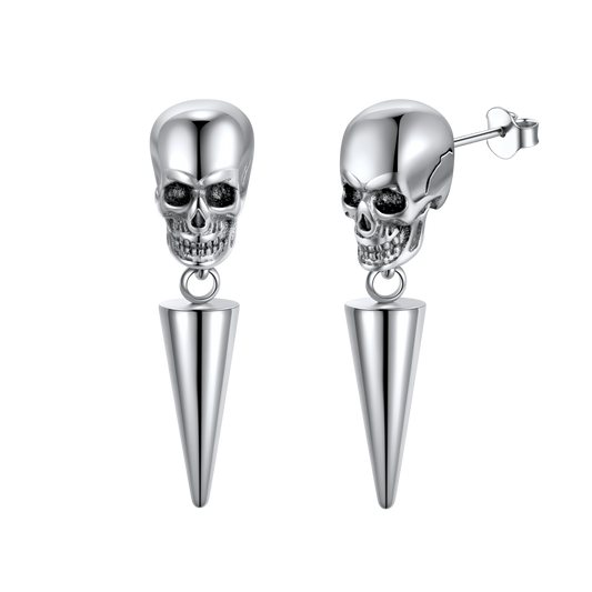Flash Punk Spike Skull Earrings for