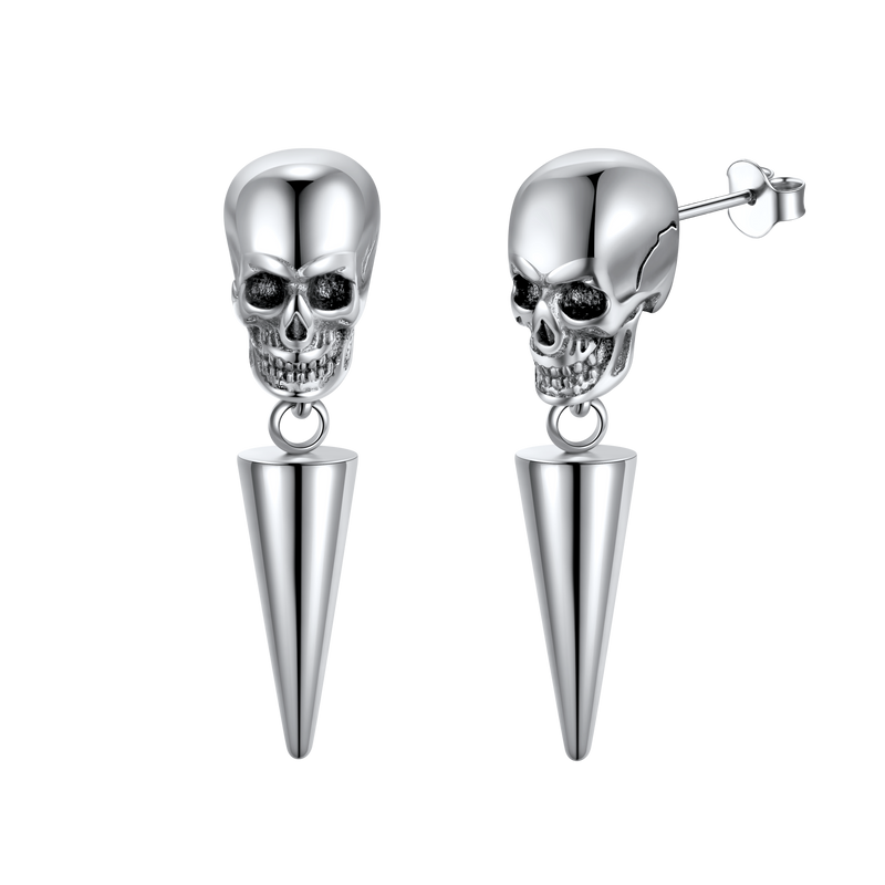 Flash Punk Spike Skull Earrings for