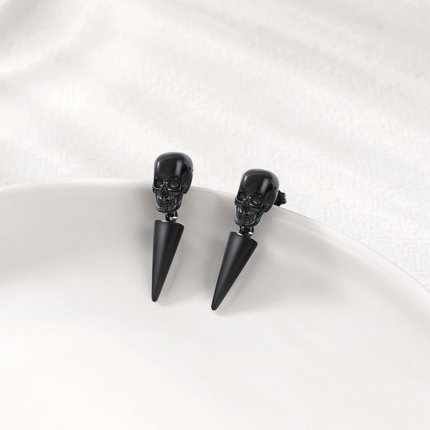 Flash Punk Spike Skull Earrings for