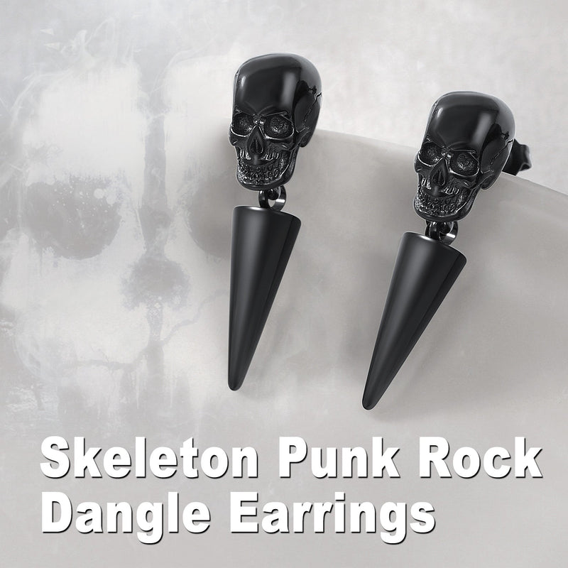 Flash Punk Spike Skull Earrings for
