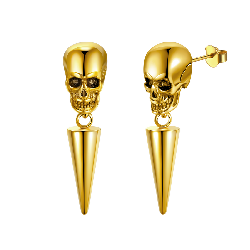 Flash Punk Spike Skull Earrings for