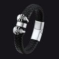 Personalized Name Beads Leather Bracelet With Skull for