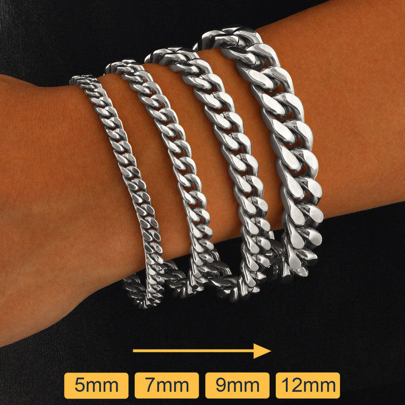 Miami Cuban Link Chain Bracelet 5/7/9/12mm Width for