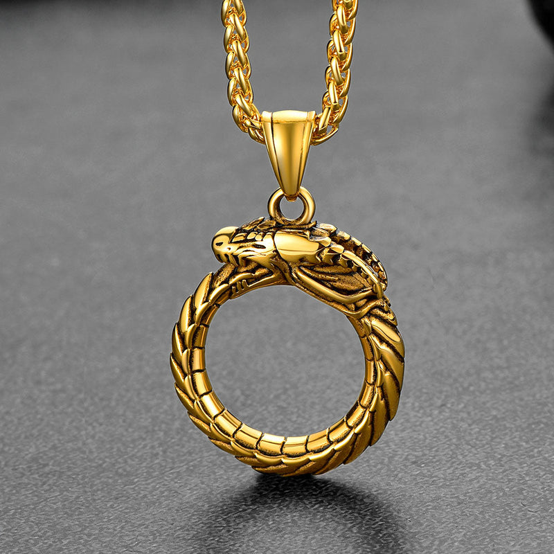 Dragon Circle Pendant Necklace for