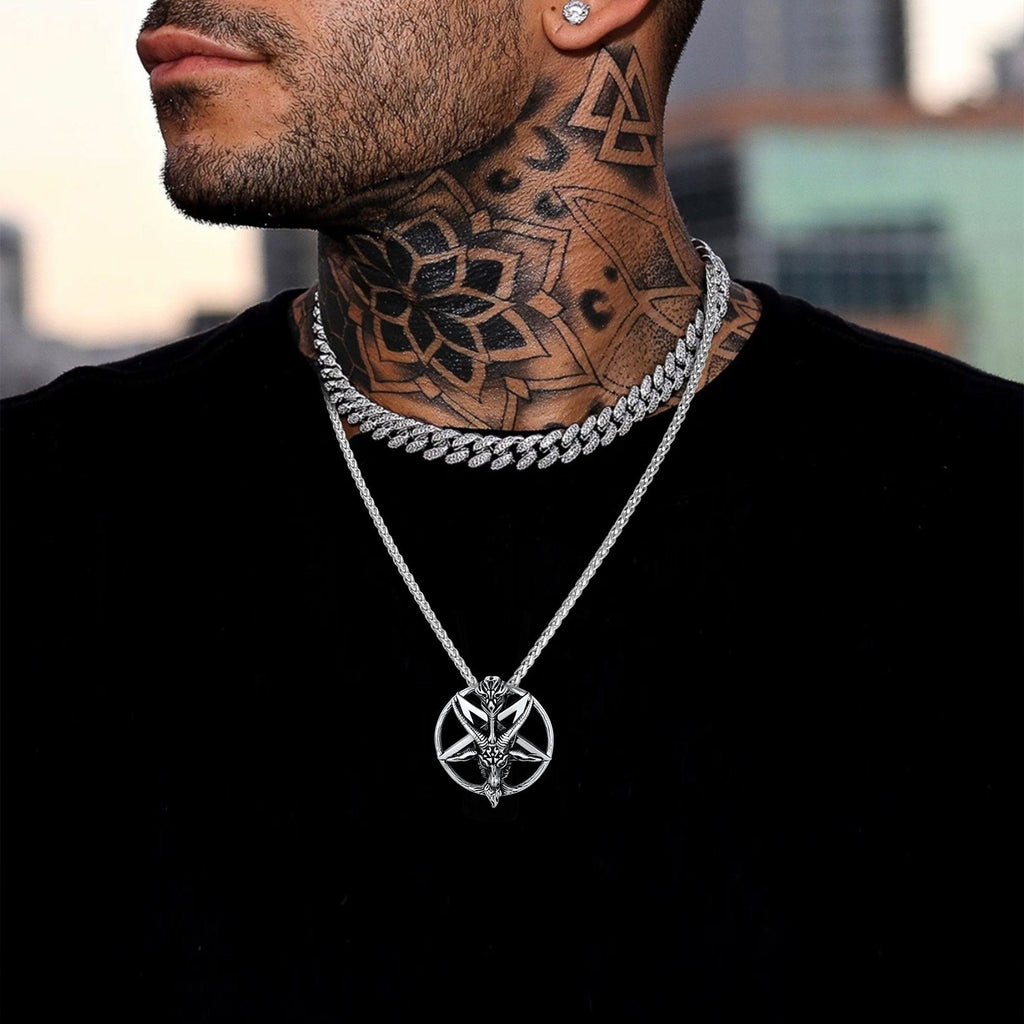 Satanic Baphomet Goat Pentagram Necklace