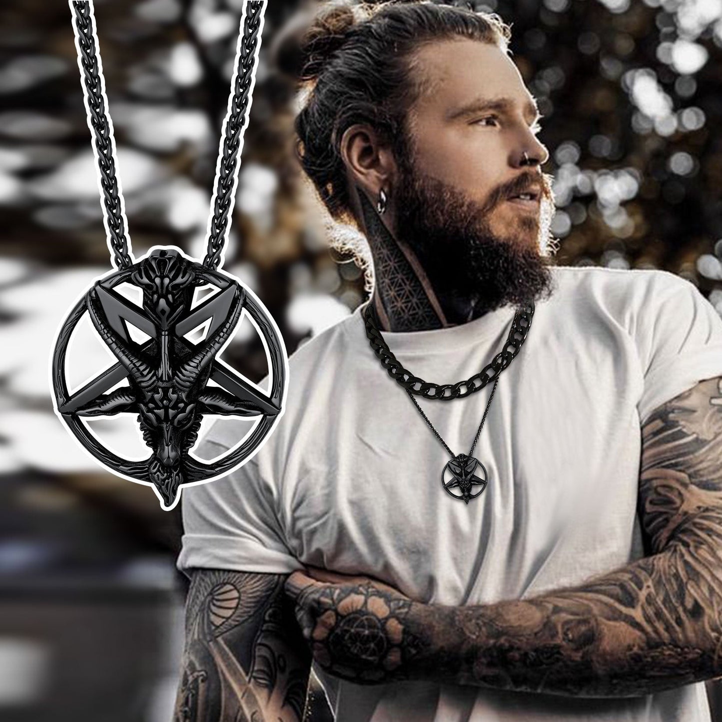 Satanic Baphomet Goat Pentagram Necklace