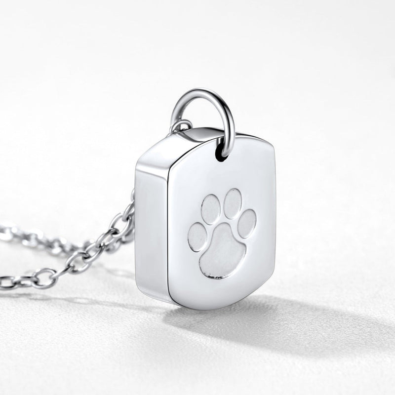 Custom Cremation Pet Feet Urn Dog Tag Necklace for Ashes