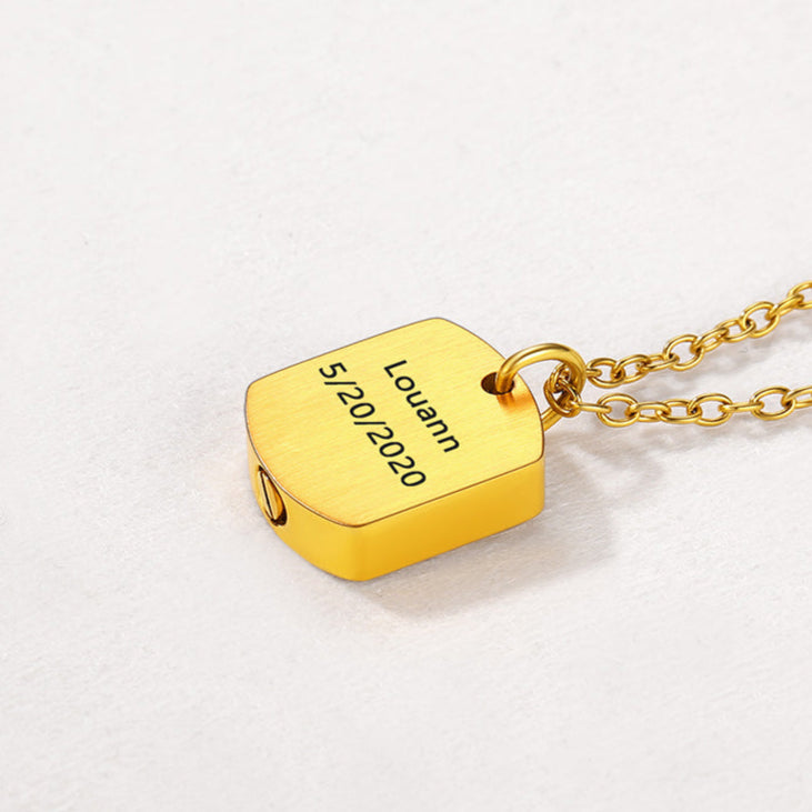 Custom Cremation Pet Feet Urn Dog Tag Necklace for Ashes