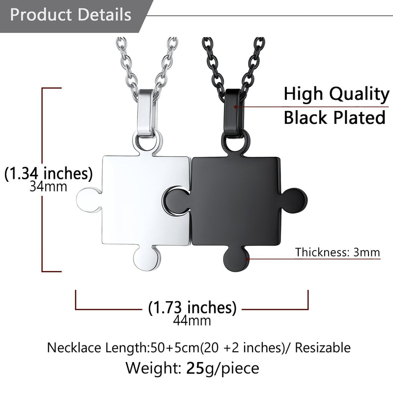 Custom Puzzle Matching Necklaces for Couple Mom Daughter 2pcs