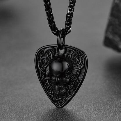 Punk Skull Guitar Pick Pendant Necklace for