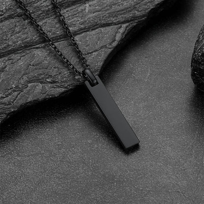 Custom Minimalist Engraved Vertical Bar Necklace for