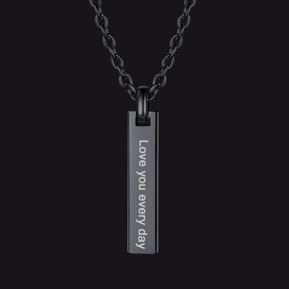 Custom Minimalist Engraved Vertical Bar Necklace for
