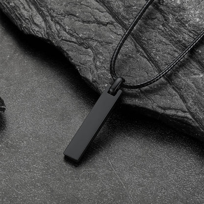 Custom Engraved Bar Braided Leather Necklace for