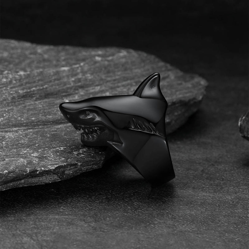 Stainless Steel Gothic Shark Signet Ring for